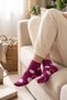 3-Piece Mixed Color Women's Cotton Patterned Seamless Towel Sole Booties Socks - Premium - 6