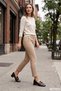 Women's Brown Croco Short Thick Heeled Shoes - 4