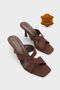 Sissy Genuine Leather Lined Blunt Toe Cross-Strapped Medium Heeled Stylish Women's Shoes Slipper