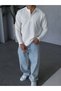 Men's Ribbed Henley Collar Long Sleeve Sweat Shirt - 2