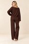 Women's Coffee Boat Neck Off-Shoulder Loose Blouse Wide Leg Pants Two-Piece Set Hzl26S-Wm234 - 2