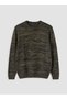Nevavm Farkıyla Lcwaikiki Classic Khaki Knitwear Patterned Oval Collar Men's Sweater - 5