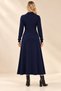 Women's Navy Blue Lycra Round Neck Zipper Detailed Long Dress Hzl26S-Wm235 - 2