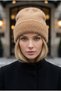 Women's Beige Winter Soft Bearded Beret Cotton Textured Plush Hat - 4