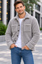 Men's Gray Oversize Plush Shirt Jacket – Oversize Double Pocket Buttoned Teddy Shirt - 4