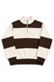 Unisex 3-Thread Brown-White Stand Collar Sweatshirt Printed Premium Oversize T-Shirt