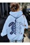 Ocean Printed Cotton 3 Thread Threaded Oversize Sweatshirt