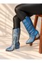 Limona Blue Silver Gradient 6 cm Heel Women's Boots - 5