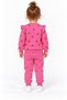 27810-26 Girl's Flower Printed Ruffle Detailed Snap Fastener Sweatshirt and Sweatpants Set 9-24 Months - 4