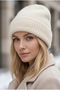 Women's Cream Winter Soft Bearded Beret Cotton Textured Plush Hat