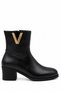 Angelo Women's Black Leather Round Toe Thick Heeled V-Shaped Metal Buckle Stylish Daily Boots 6 cm Heel - 2