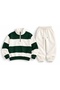 Unisex Neftgreen-White Segmented 3-Yarn Sweatshirt Sweatpants Set Printed Premium Oversize T-Shirt