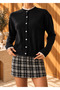 Black Ultrasoft Soft Textured Lace Collar and Sleeve Detailed Buttoned Knitwear Cardigan - 4