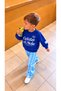 Boy's Pre-Printed Sweatshirt with Striped Gabardine Denim Jeans Bottom Top Set - 3