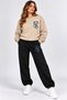 Women's 3 Heart Printed Oversize Tracksuit Set Winter Sweatshirt 2 Thread Seasonal Bottoms