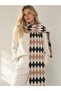 Baklava Pattern Scarf Hat Set - Angora Soft Knitwear Plaid Checkered - 3