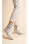 Cream Side Buckle Zippered Leather Look Short Classic Women's Booties