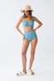Women's Basic Turquoise Padded High Waist Bikini Set - 3