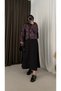 Ethnic Patterned Skirt Suit - 5748 - Black & Cherry - 3