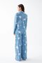 Women's Blue Star Patterned Buttoned Cotton Pajamas Set - 5