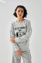 Women's Gray Sleep Mode on Oversize 2 Thread Sweatpants Home Wear Set - 4