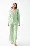 Women's Green Patterned Buttoned Cotton Pajama Set - 2