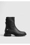 D26Kb-8460 Genuine Leather Boots with Rubber Back Detail and Zipper for Women