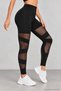 Women's High Waist Transparent Tulle Detailed Cross-Cut Diver Leggings Stretchy Gathering Stylish Sports Leggings - 2