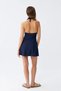 Women's Tropical Patterned Bow Navy Blue Dress Swimsuit - 5