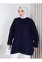 Women's Circular Neck Oversize Knitwear Tunic Sweater Tesettür - 2