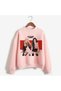 Blackpink Printed Cotton 3 Thread Threaded Crew Neck Oversize Sweatshirt