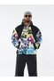 Colorful Graffiti Printed Zippered Oversize Men's Fleece Jacket Coc3606