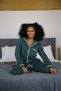 Women's 100% Cotton Combed Cotton Front Buttoned Long Sleeve Pajama Set Green - 5