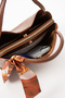 Twilly Women's Faux Leather Scarf Detailed Stylish Hand and Shoulder Bag Matte Brown - 5