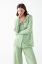 Women's Green Patterned Buttoned Cotton Pajama Set - 3