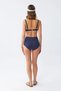 Women's Basic Navy Blue Padded High Waist Bikini Set - 6