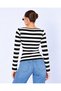 Women's Black Striped Boat Neck Spanish Sleeve Striped Blouse - 4