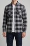 Men's Black-Smoked Slim Fit Checkered Lumberjack Shirt Cotton Thin Flannel Covered Double Pockets - 6