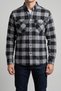Men's Black-Smoked Slim Fit Checkered Lumberjack Shirt Cotton Thin Flannel Covered Double Pockets