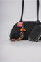 Women's Baguette Shoulder Bag with Zipper Mini Wallet, Bead Charm and Lock Accessory, Stylish Daily Bag, Black 18464 - 4
