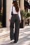 City Light – Women's Stone Detailed High Waist Wide Leg Black Women's Jean Denim Trousers - 4
