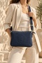 Navy Blue Adjustable Long Strap Water Resistant Lacoste Fabric Women's 6-Compartment Cross Shoulder Bag