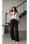 Black elastic waist tencel jeans