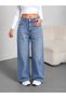 Women's High Waist Stone Detailed Flared Jeans with Pocket Detail - 3
