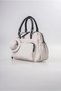 Women's Multi-Pocket Zippered Hand and Shoulder Bag with Hat Charm Detail, Daily Useful Bag, White 18546 - 5