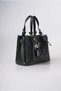 Women's Leather Look Mini Hand and Shoulder Bag with Heart Charm and Metal Buckle Detail Stylish Daily Bag Black 18480 - 5