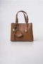 Women's Leather Look Mini Hand and Shoulder Bag with Heart Charm and Metal Buckle Detail Stylish Daily Bag Camel 18480