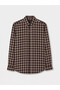 Esvab • Modern & Distinctive Standard Fit Checkered Embroidered Gabardine Men's Shirt