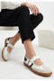 Menja White Skin Velcro Ballerina Shoes - 2