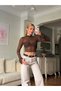 Lace Patterned Long Sleeve High Neck Button Detailed Crop Blouse